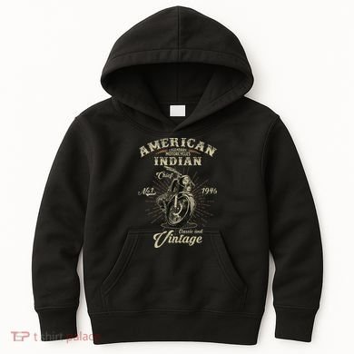 Retro American Motorcycle Indian For Old Biker 1946 Kids Hoodie