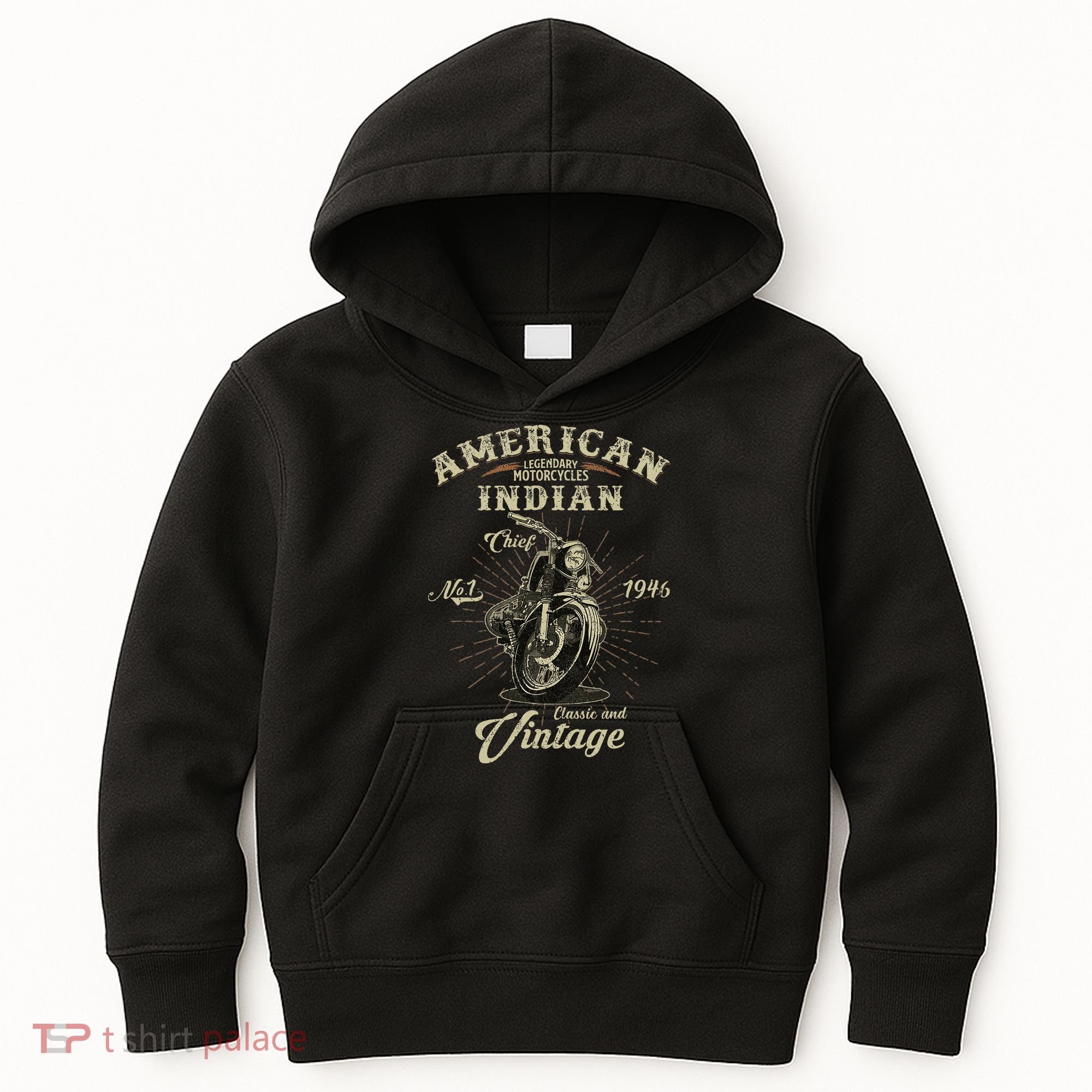 Retro American Motorcycle Indian For Old Biker 1946 Kids Hoodie