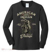 Retro American Motorcycle Indian For Old Biker 1946 Kids Long Sleeve Shirt thumb 0