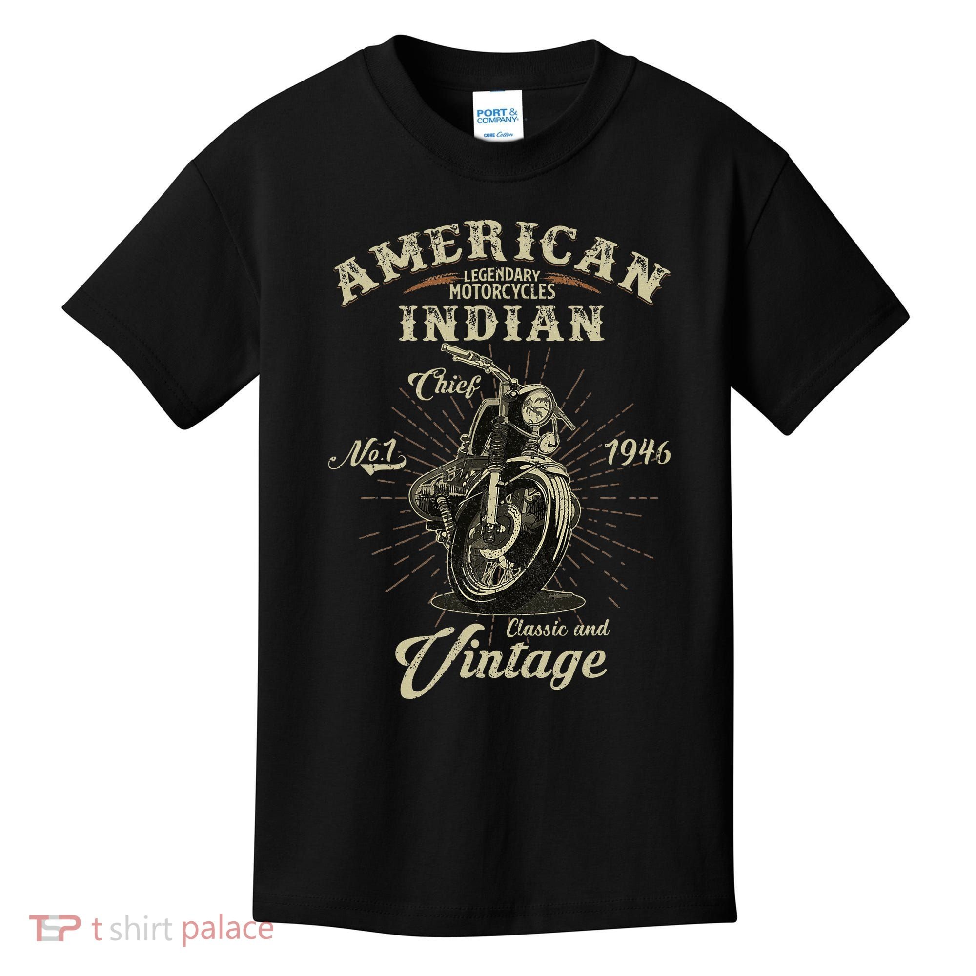 Retro American Motorcycle Indian For Old Biker 1946 Kids T-Shirt