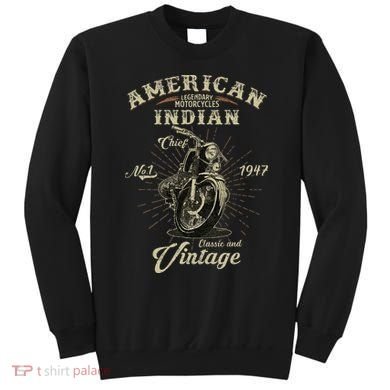 Retro American M.O.T.O.R.C.Y.C.L.E Indian For Old Biker Sweatshirt