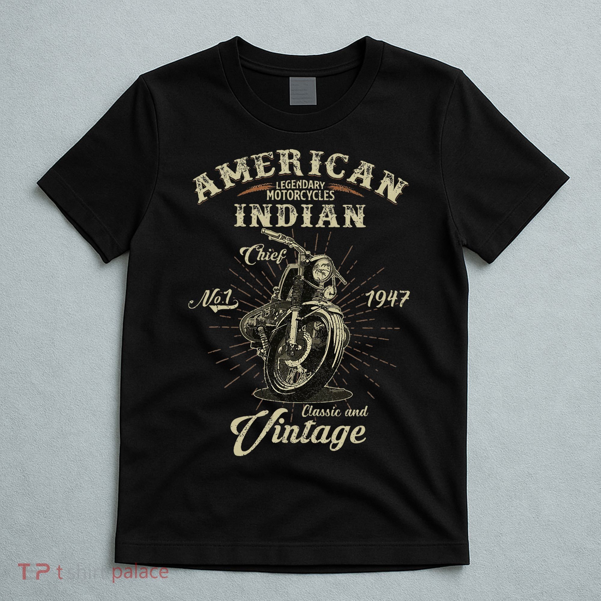 Retro American M.O.T.O.R.C.Y.C.L.E Indian For Old Biker T-Shirt