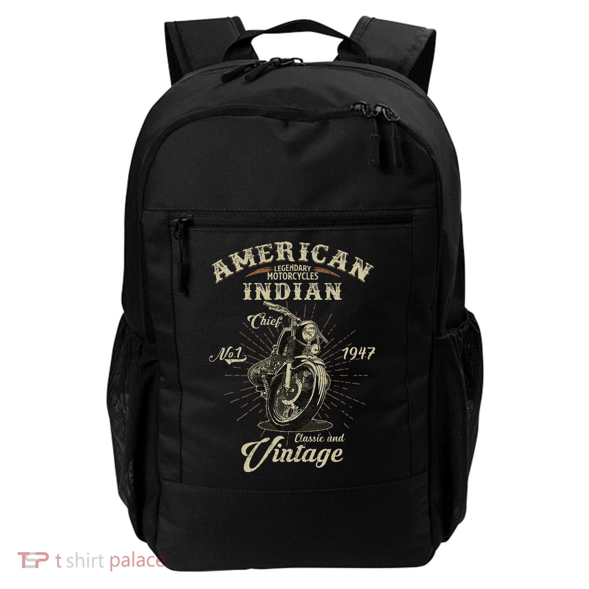 Retro American M.O.T.O.R.C.Y.C.L.E Indian For Old Biker Backpack