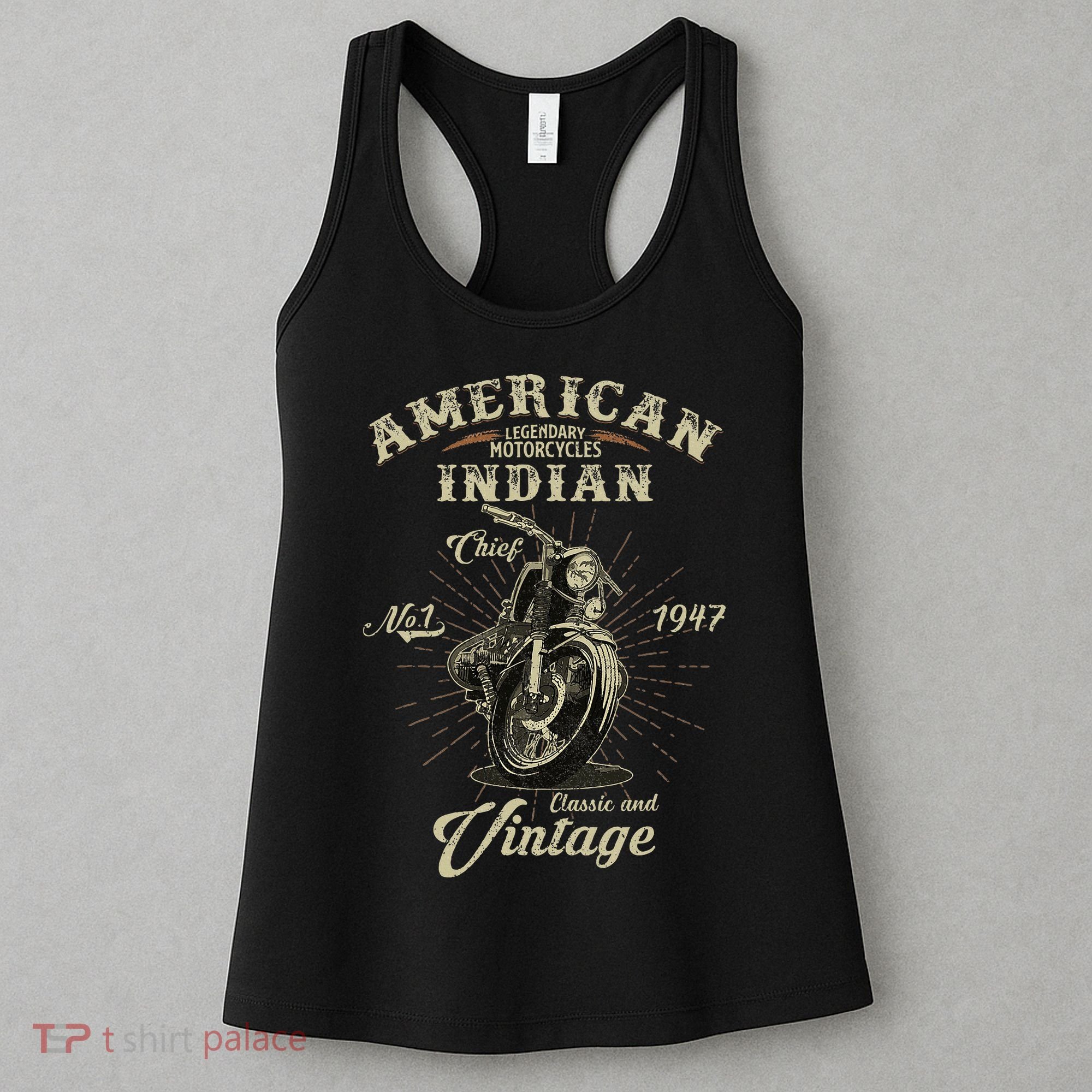 Retro American M.O.T.O.R.C.Y.C.L.E Indian For Old Biker Women's Tank Top
