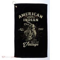 Retro American M.O.T.O.R.C.Y.C.L.E Indian For Old Biker Golf Towel thumb 0