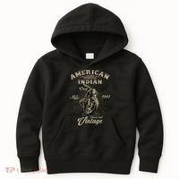 Retro American M.O.T.O.R.C.Y.C.L.E Indian For Old Biker Kids Hoodie thumb 0
