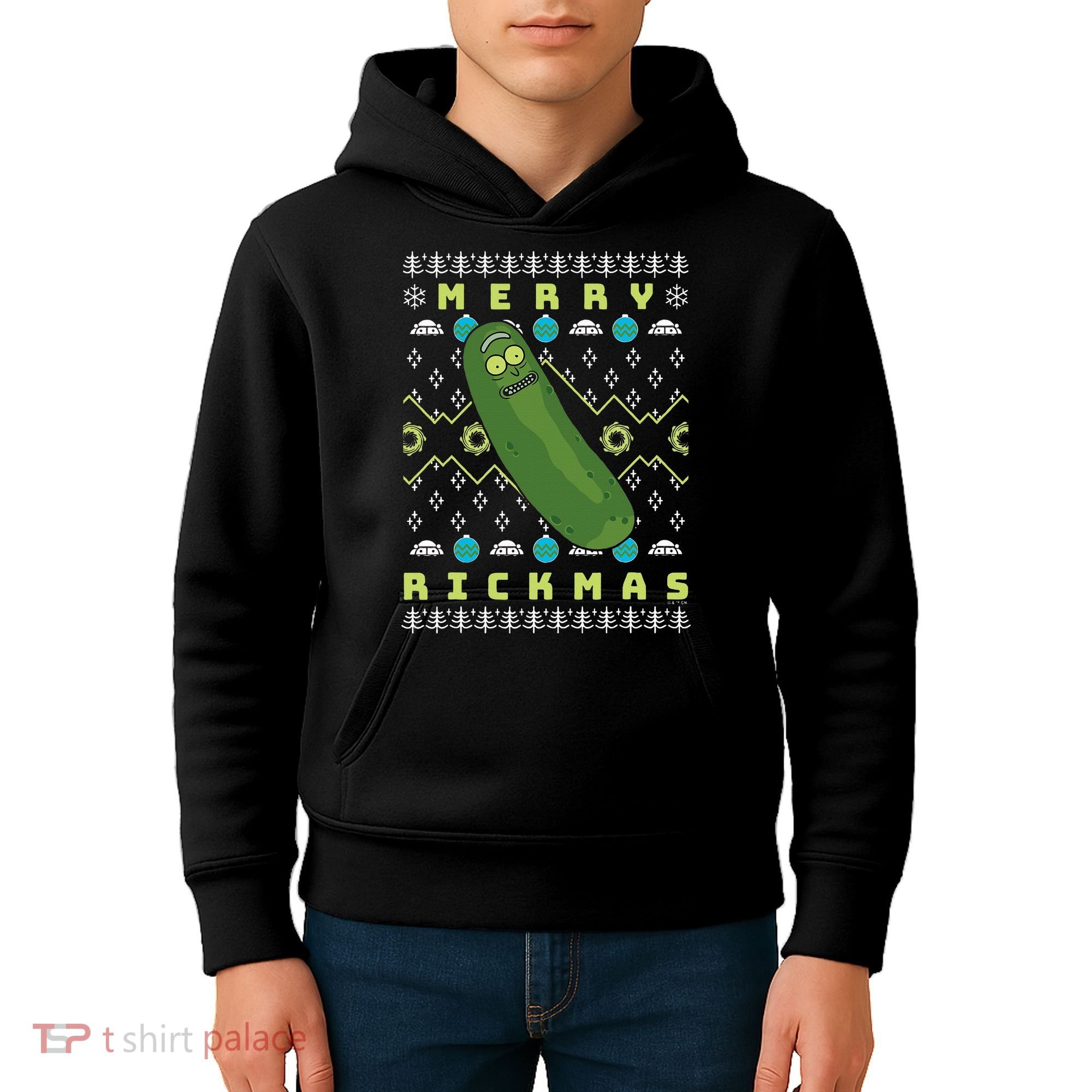 Rick and Morty Merry Pickle Rickmas Ugly Christmas  Kids Hoodie