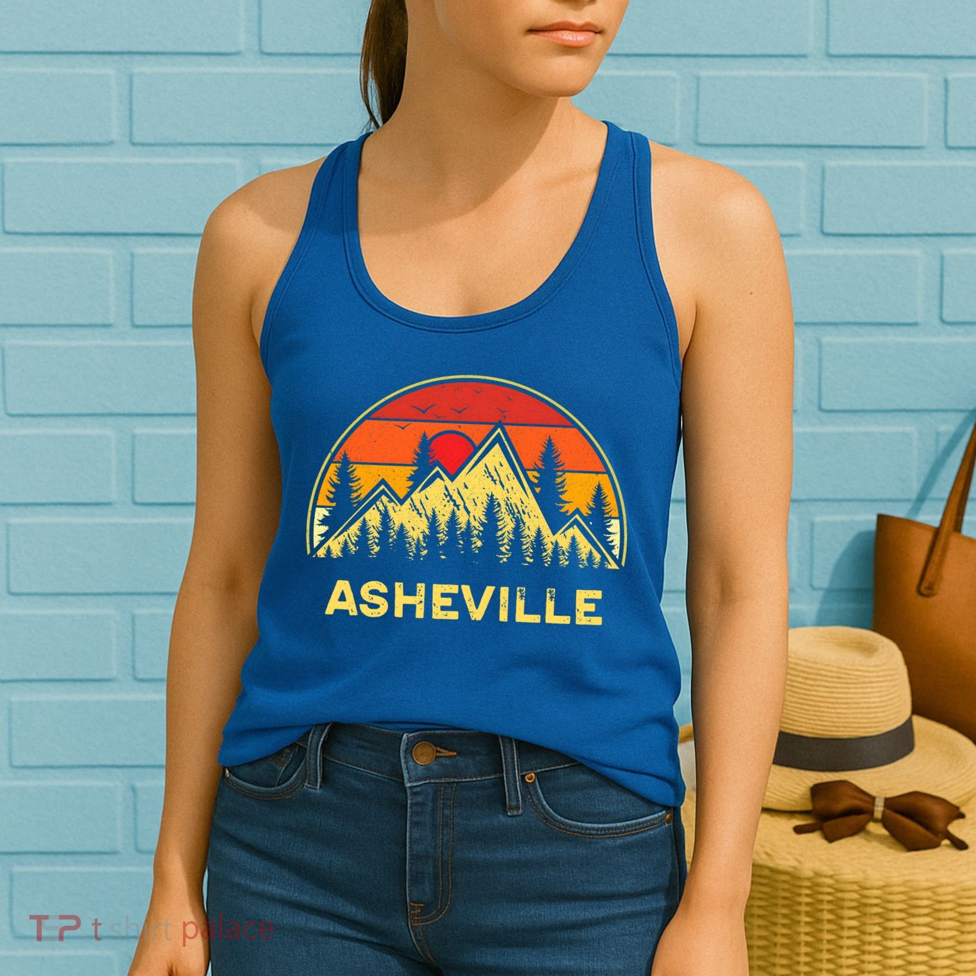 Retro Asheville North Carolina Nc Mountains Hiking Souvenir Cute Gift Women's Tank Top