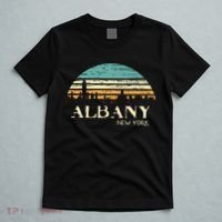 Retro Albany NY Skyline Sunset Silhouette New York Souvenir T-Shirt thumb 5