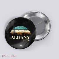 Retro Albany NY Skyline Sunset Silhouette New York Souvenir Button thumb 0