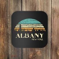 Retro Albany NY Skyline Sunset Silhouette New York Souvenir Coaster thumb 0