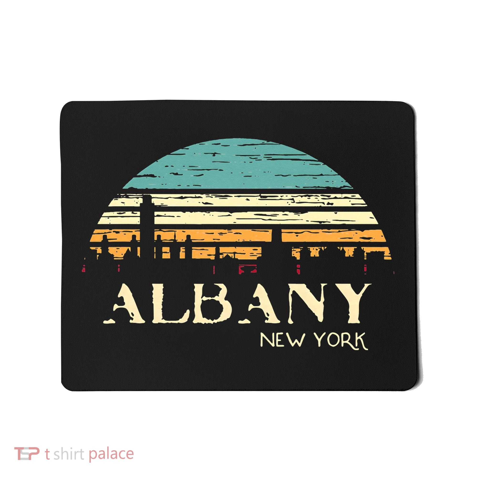 Retro Albany NY Skyline Sunset Silhouette New York Souvenir Mousepad