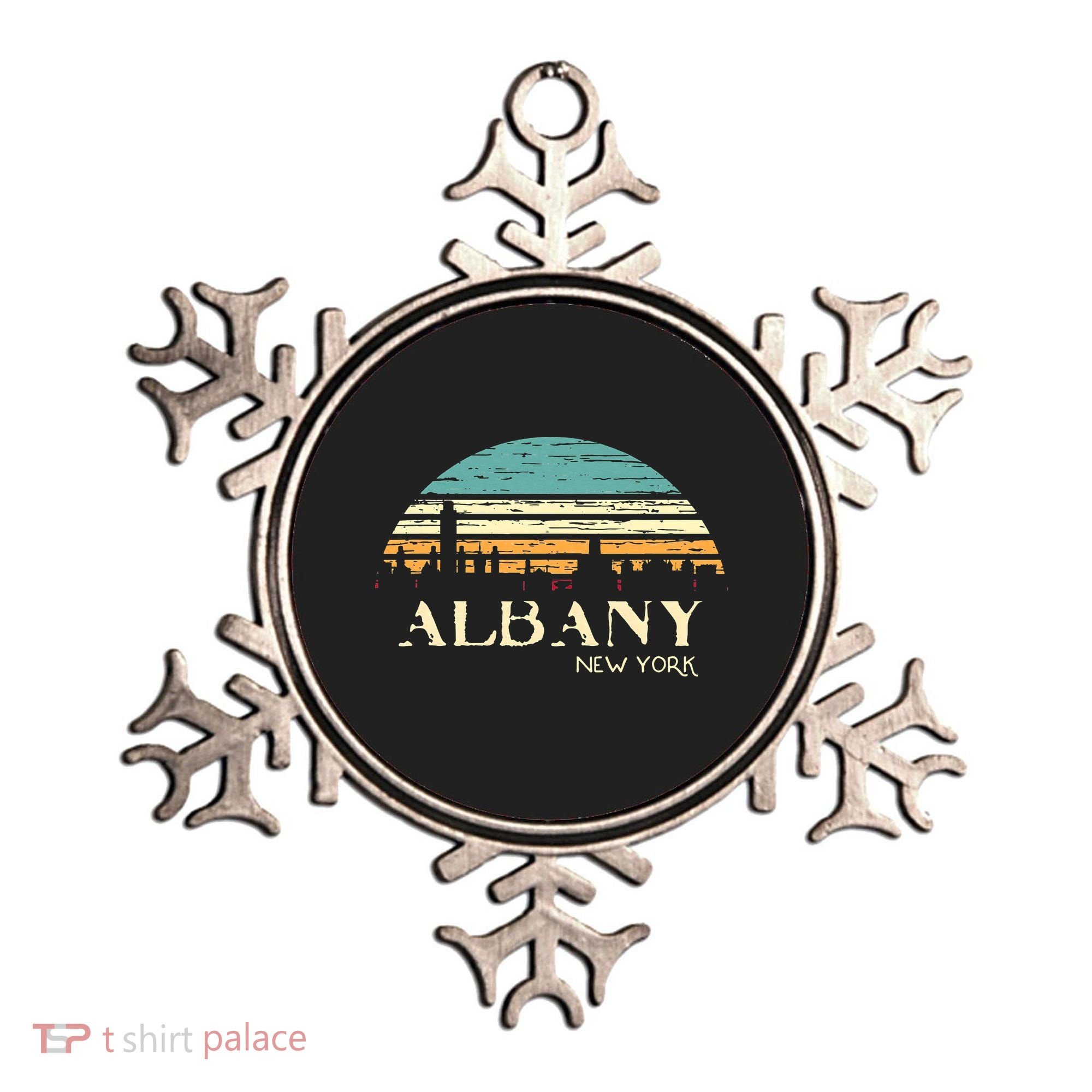 Retro Albany NY Skyline Sunset Silhouette New York Souvenir Ornament