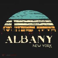 Retro Albany NY Skyline Sunset Silhouette New York Souvenir Women's Tank Top thumb 5
