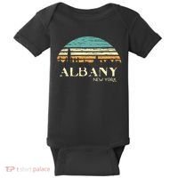 Retro Albany NY Skyline Sunset Silhouette New York Souvenir Baby Bodysuit thumb 0