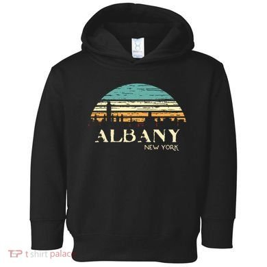 Retro Albany NY Skyline Sunset Silhouette New York Souvenir Toddler Hoodie