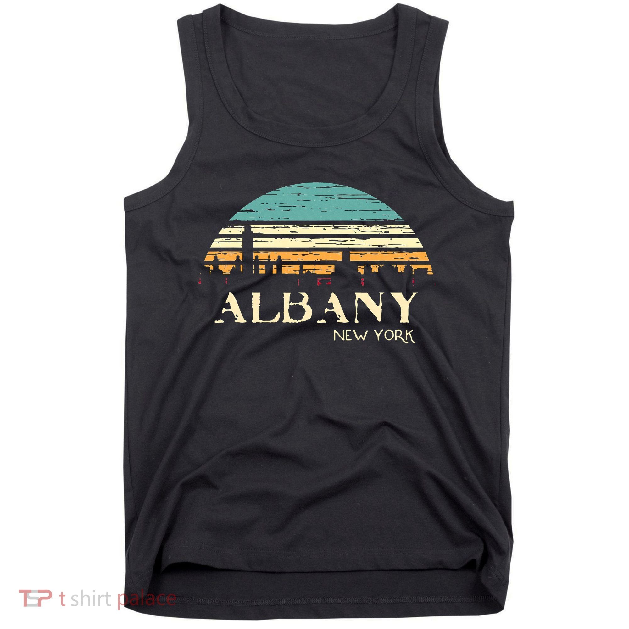 Retro Albany NY Skyline Sunset Silhouette New York Souvenir Tank Top