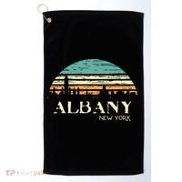 Retro Albany NY Skyline Sunset Silhouette New York Souvenir Golf Towel thumb 0