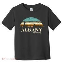 Retro Albany NY Skyline Sunset Silhouette New York Souvenir Toddler T-Shirt thumb 0