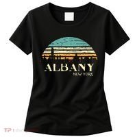 Retro Albany NY Skyline Sunset Silhouette New York Souvenir Women's T-Shirt thumb 0