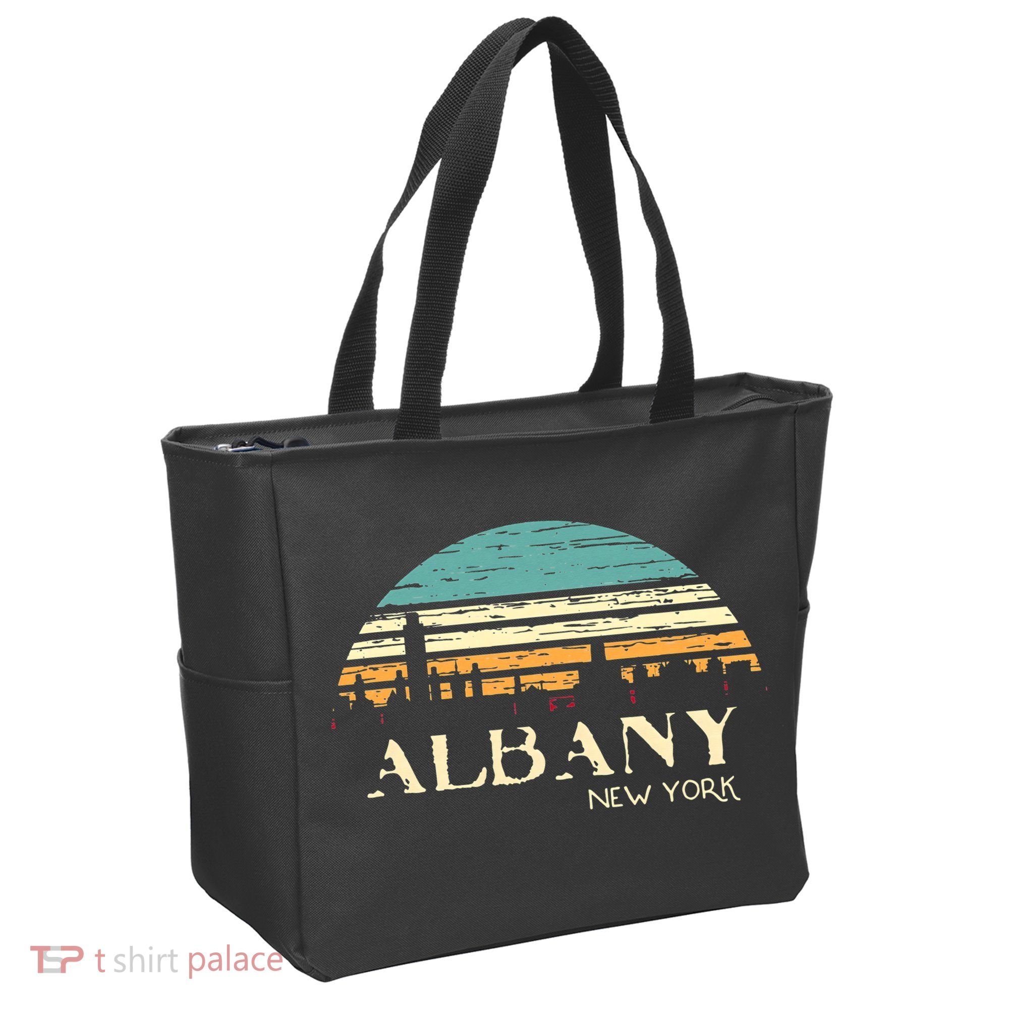 Retro Albany NY Skyline Sunset Silhouette New York Souvenir Tote Bag
