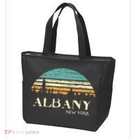 Retro Albany NY Skyline Sunset Silhouette New York Souvenir Tote Bag thumb 3