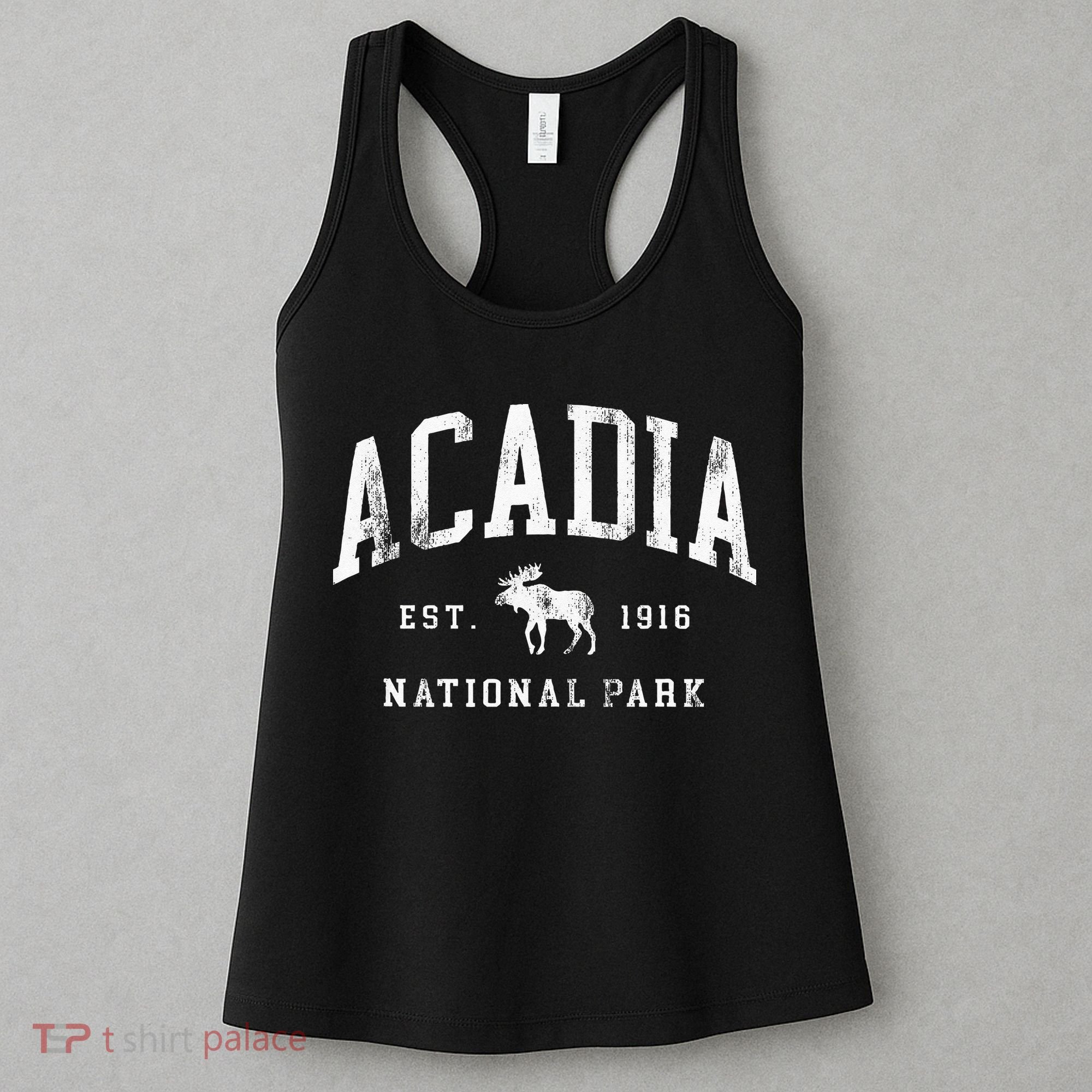 Retro Acadia National Park Maine Est 1916 Hiking Women's Tank Top