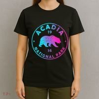 Retro Acadia National Park Colorful Tie Dye Bear T-Shirt thumb 4