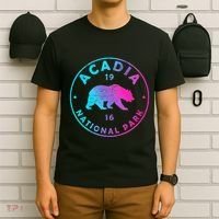 Retro Acadia National Park Colorful Tie Dye Bear T-Shirt thumb 6