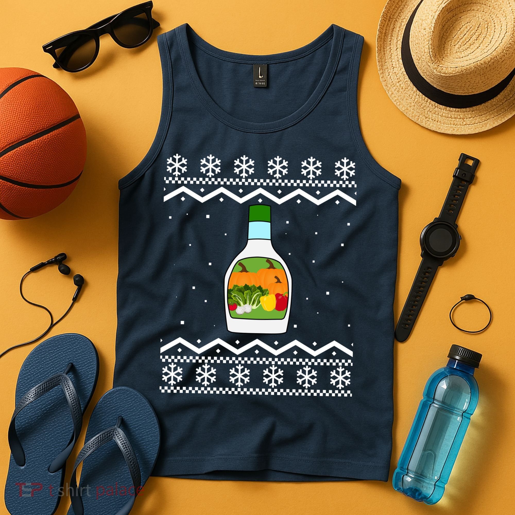 Ranch Bottle Funny Ugly Christmas Tank Top