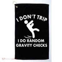 Random Gravity Checks Funny Golf Towel thumb 0