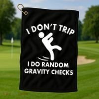 Random Gravity Checks Funny Golf Towel thumb 1