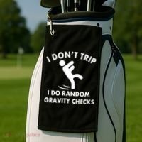 Random Gravity Checks Funny Golf Towel thumb 2