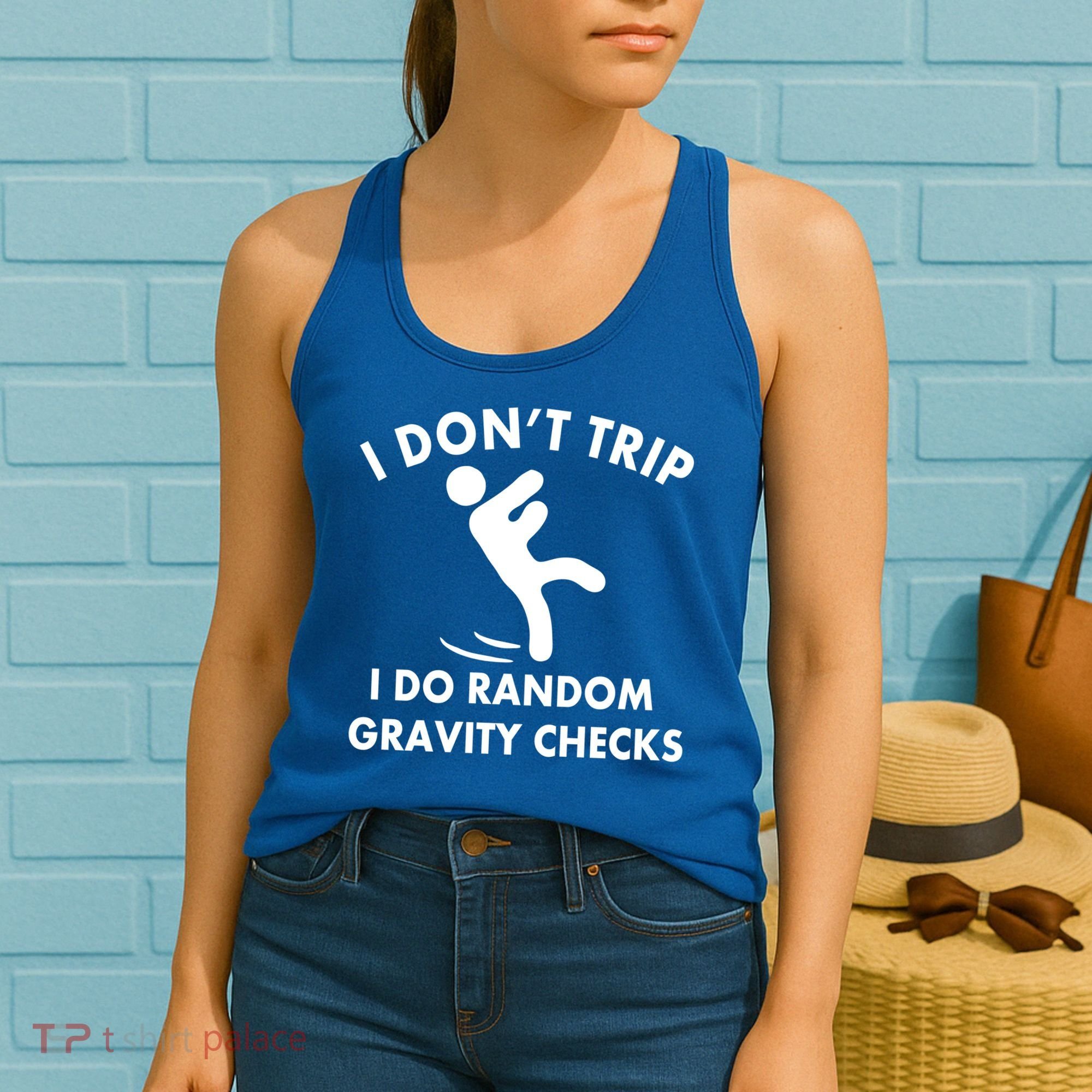 Random Gravity Checks Funny Women's Tank Top