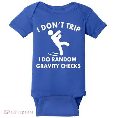 Random Gravity Checks Funny Baby Bodysuit