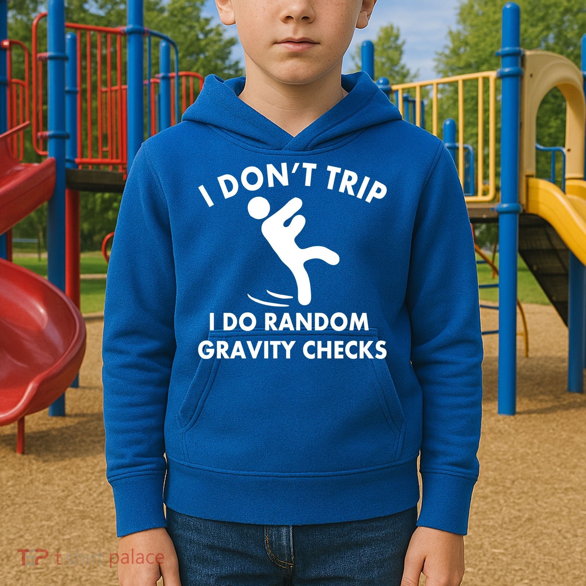Random Gravity Checks Funny Kids Hoodie
