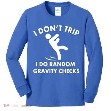 Random Gravity Checks Funny Kids Long Sleeve Shirt