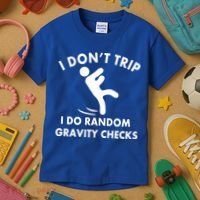 Random Gravity Checks Funny Kids T-Shirt thumb 3