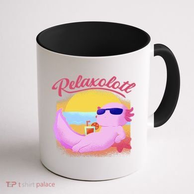Relaxolotl Axolotl On Vacation Summer Beach Fun In The Sun Coffee Mug back