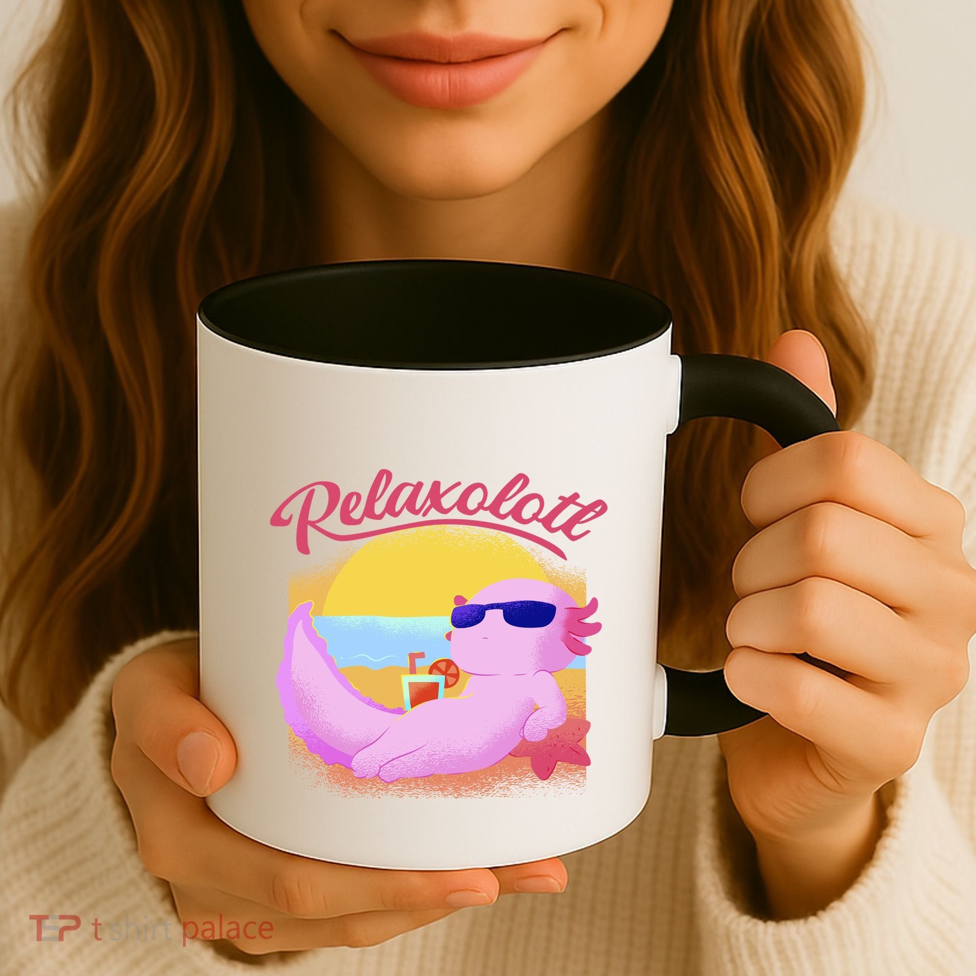 Relaxolotl Axolotl On Vacation Summer Beach Fun In The Sun Coffee Mug
