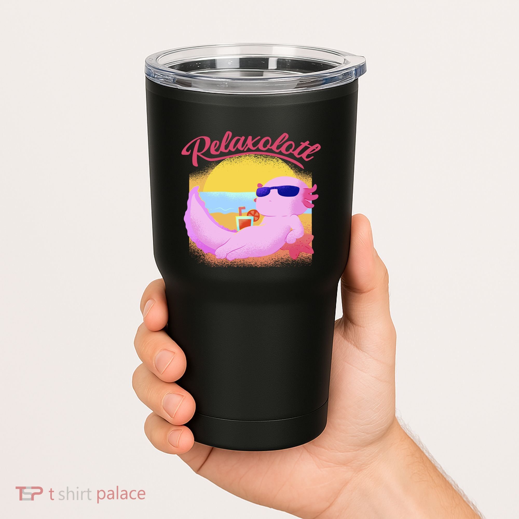 Relaxolotl Axolotl On Vacation Summer Beach Fun In The Sun Tumbler