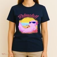 Relaxolotl Axolotl On Vacation Summer Beach Fun In The Sun T-Shirt thumb 4