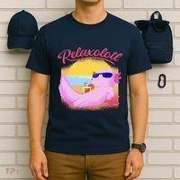 Relaxolotl Axolotl On Vacation Summer Beach Fun In The Sun T-Shirt thumb 6