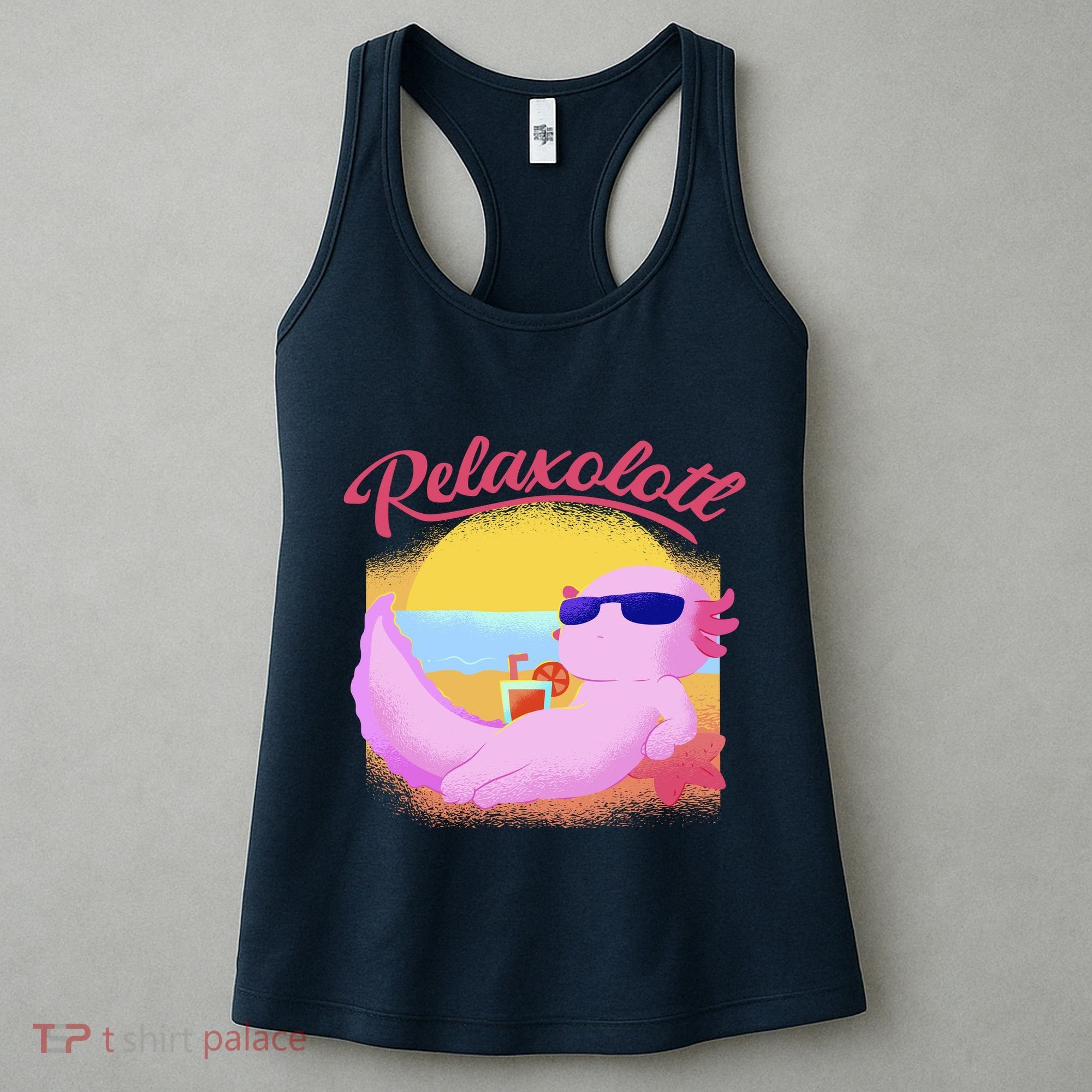 Relaxolotl Axolotl On Vacation Summer Beach Fun In The Sun Women's Tank Top