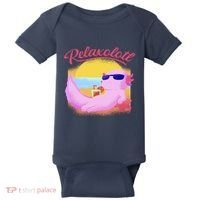 Relaxolotl Axolotl On Vacation Summer Beach Fun In The Sun Baby Bodysuit thumb 0
