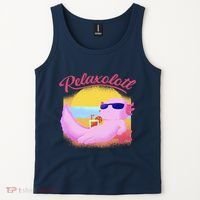 Relaxolotl Axolotl On Vacation Summer Beach Fun In The Sun Tank Top thumb 2