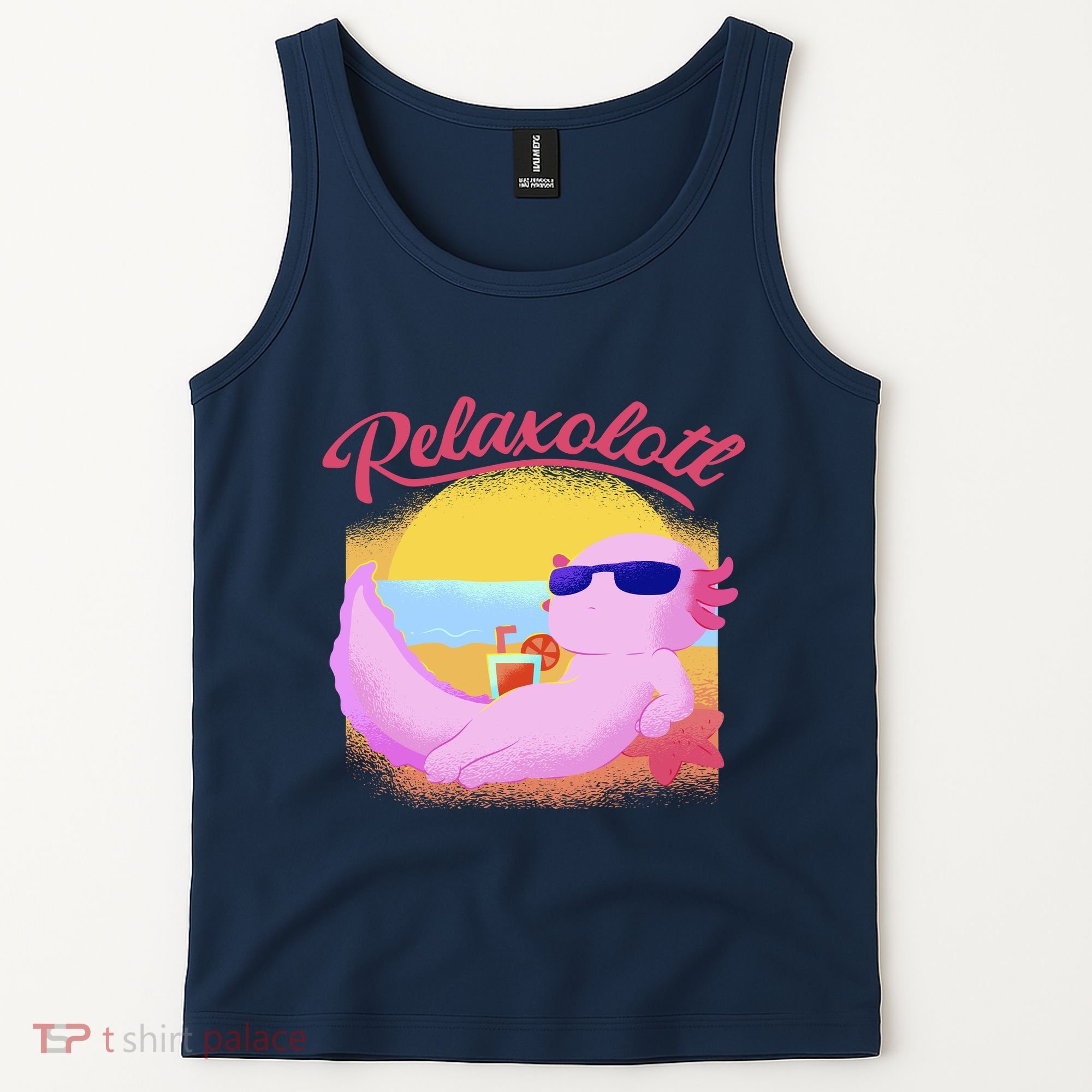 Relaxolotl Axolotl On Vacation Summer Beach Fun In The Sun Tank Top