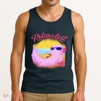 Relaxolotl Axolotl On Vacation Summer Beach Fun In The Sun Tank Top thumb 3