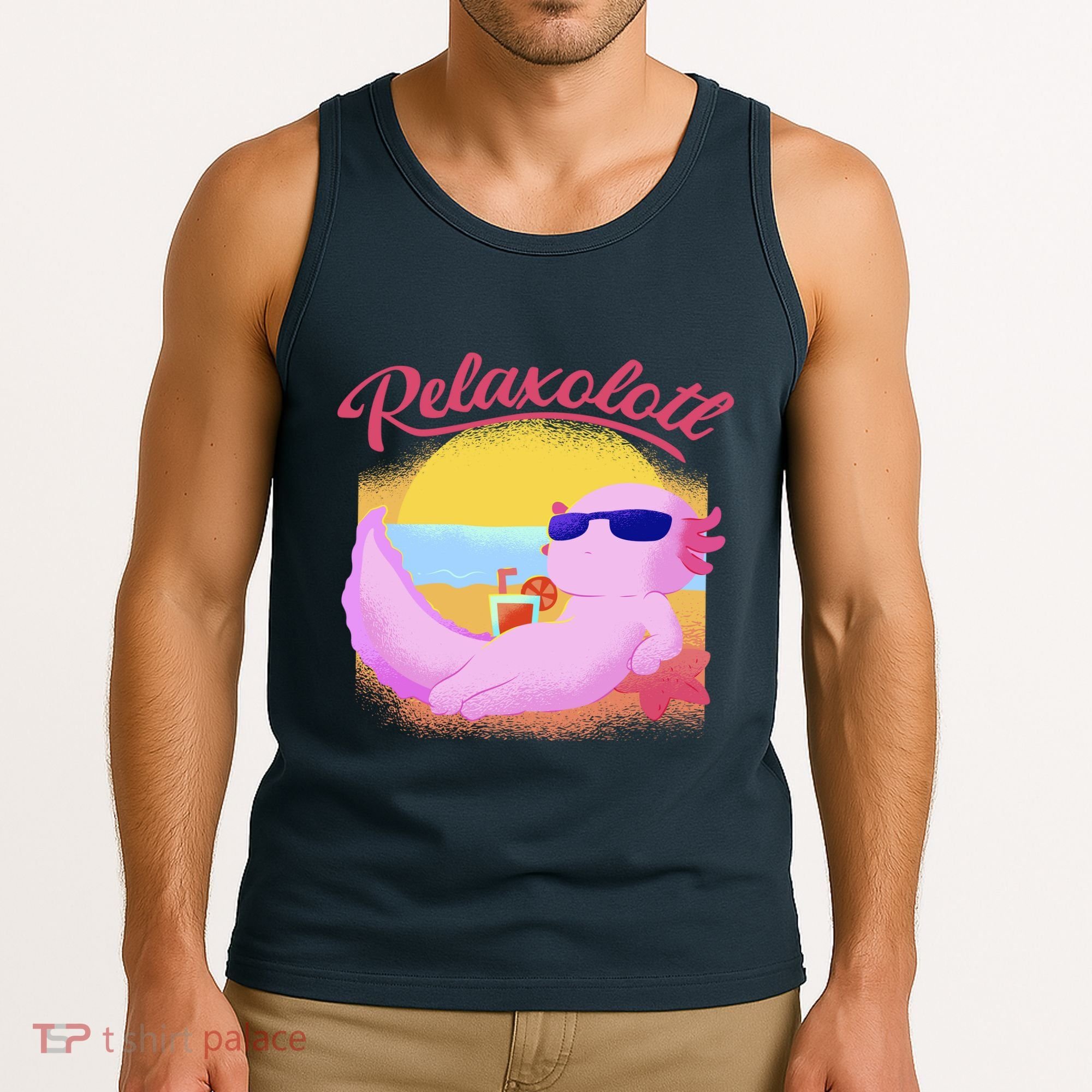 Relaxolotl Axolotl On Vacation Summer Beach Fun In The Sun Tank Top
