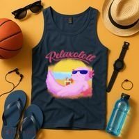 Relaxolotl Axolotl On Vacation Summer Beach Fun In The Sun Tank Top thumb 4